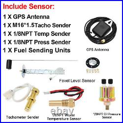 6 Gauge Set with Sensors GPS Speedometer 0-80MPH Tacho Fuel Volt Temp Oil Press