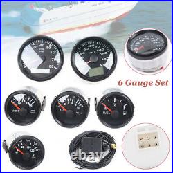 6 Gauge set speedometer tacho fuel temp volt oil pressure black Yachts Gauges