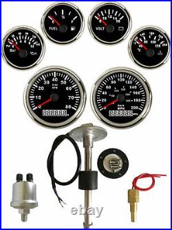 6 Gauge set with Sender 200MPH 300KPH Speedometer Tacho Fuel Volt Oil Temp Black