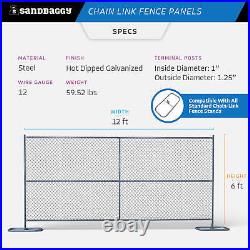 6 ft x 12 ft Temporary Chain Link Fence Panel (Galvanized) WILL CALL RIVERSIDE