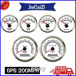 6 gauge set 200mph gps speedometer tacho fuel volt oil temp for car marine white