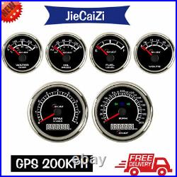 6 gauge set speedometer tacho fuel temp Oil pressure volt blue led black/chrome