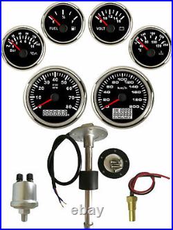 6 gauge set with senders 200KM/H GPS speedometer tacho fuel volts oil temp black