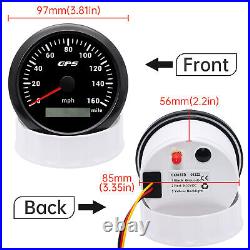 85MM Black GPS Speedometer 0-160MPH&52MM Fuel Level Water Temp Oil Pressure Volt