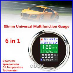 85mm Multi-function Gauge Car Marine GPS Speed Odometer Tacho Oil Temp Pressure