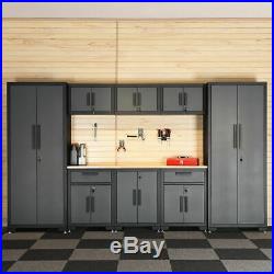 9 Pcs Big Steel Garage Storage Cabinet Set 24 Gauge Rack Shelf with Wooden Worktop