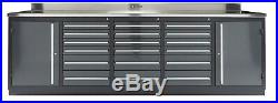 9ft 4 1/4 Workbench / Tool Box With 18 Drawers & 14 Gauge Stainless Steel Top