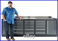 9ft 4 1/4 Workbench / Tool Box With 18 Drawers & 14 Gauge Stainless Steel Top