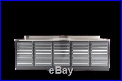 9ft 4 1/4 Workbench / Tool Box With 30 Drawers & 14 Gauge Stainless Steel Top