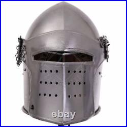 Antique 18 gauge Steel Medieval Visored Combat Bascinet Barbuta Helmet new gift