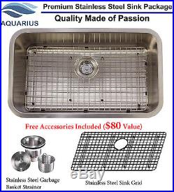 Aquarius 16 Gauge Single Undermount Stainless Steel Kitchen Sink Grid Strainer