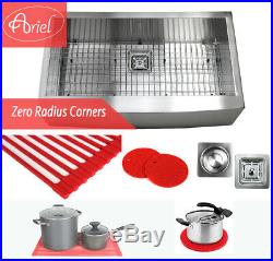 Ariel 33 Stainless Steel 16 Gauge Curve Apron Kitchen Farm Sink Combo