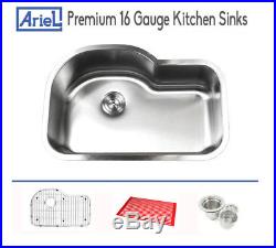 Ariel Premium 32 16 Gauge Stainless Steel Undermount Kitchen Single Bowl Sink
