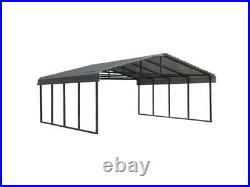 Arrow 20' x 20' 29-Gauge Metal Carport with Steel Roof Panels, 20' x 20', Cha