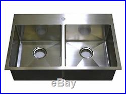 Auric 33 Premium Stainless Steel Top-mount 50/50 Double Bowl Sink 7-Gauge Deck