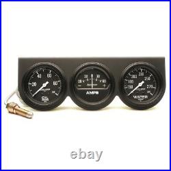 Auto Meter Gauge Set 2394 Auto Gage Water/Amps/Oil, Black Panel 2 5/8