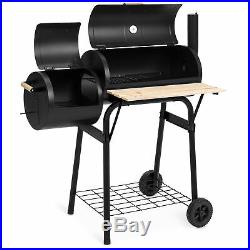 BCP 2-in-1 Charcoal BBQ Grill Smoker with Temperature Gauge Black