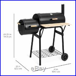 BCP 2-in-1 Charcoal BBQ Grill Smoker with Temperature Gauge Black