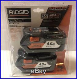 BRAND NEW RIDGID AC840087P 18V Li-Ion 4.0Ah Battery 2-Pack with Onboard Fuel Gauge