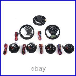 Black 6 Gauge Set Series GPS Electrical Speedometer Analog Odometer LCD Display