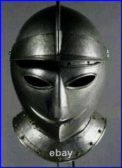 Black Antique Full Face Helmet Battle Ready 18 Gauge steel helmet