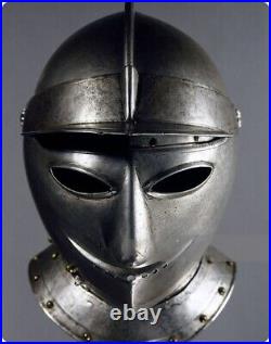 Black Antique Full Face Helmet Battle Ready 18 Gauge steel helmet