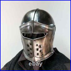 Blackened 18 Gauge Steel Medieval Barbuta Helmet