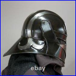 Blackened 18 Gauge Steel Medieval Bounty Hunter Sallet Helmet