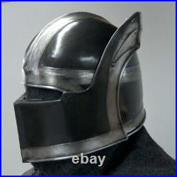 Blackened 18 Gauge Steel Medieval Dark knight Sallet Helmet Costume Armor SCA