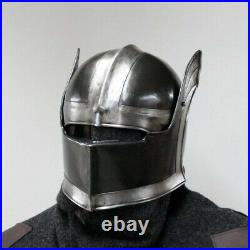 Blackened 18 Gauge Steel Medieval Dark knight Sallet Helmet Costume Armor SCA