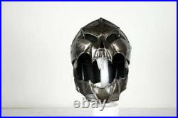Blackened 18 Gauge Steel Medieval Demonic Face Deathknight Helmet