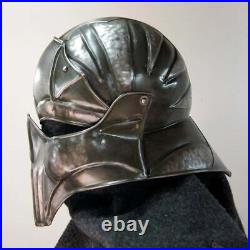 Blackened 18 Gauge Steel Medieval Demonic Face Vader Sallet Helmet Halloween