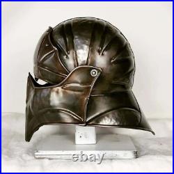 Blackened 18 Gauge Steel Medieval Demonic Face Vader Sallet Helmet Halloween