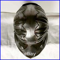 Blackened 18 Gauge Steel Medieval Demonic Face Vader Sallet Helmet Halloween