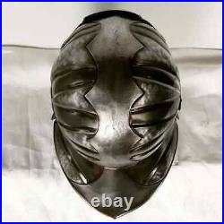 Blackened 18 Gauge Steel Medieval Demonic Face Vader Sallet Helmet1 halloween