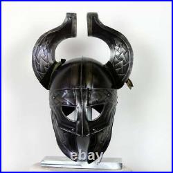 Blackened 18 Gauge Steel Medieval Heimdall Fantasy Viking Helmet