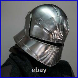 Blackened 18 Gauge Steel Medieval Paladin Movie Sallet Type Helmet