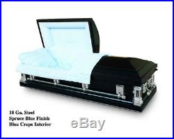Brand New 18 Gauge Steel Coffin Casket Spruce Blue Finish