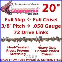 COPPERHEAD 20 Bar & 4-Pk FULL SKIP Chains fits HUSQVARNA 455 RANCHER HT280-72