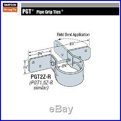 Case of 50 Galv. 12-Gauge 2-3/8 Pipe Rail Tie withZMAX Coating by Simpson PGT2Z-R