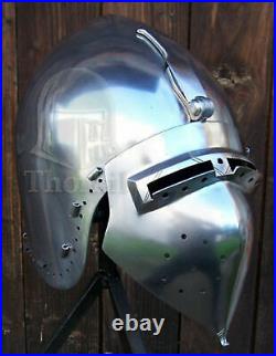 Christmas 14 gauge Steel Medieval klappvisor bascinet Helmet PG60