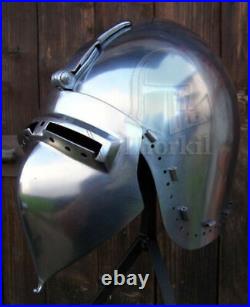 Christmas 14 gauge Steel Medieval klappvisor bascinet Helmet PG60