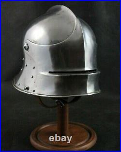 Christmas 18 Gauge Steel Medieval German Sallet Helmet with Stand