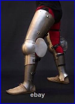 Churburg Style Leg Set Medieval Leg Costume 18 Gauge Steel Halloween Costume Gif