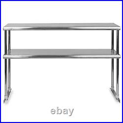 Commercial Stainless Steel 12x72 Adjustable Double Overshelf for Table