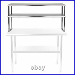 Commercial Stainless Steel 12x72 Adjustable Double Overshelf for Table