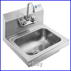 Commercial Stainless Steel Hand Wash Washing Wall Mount Sink Kitchen