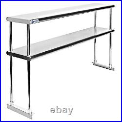 Commercial Stainless Steel Kitchen Prep Table with Double Overshelf- 30 x 60