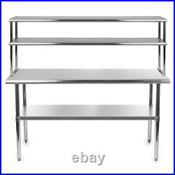 Commercial Stainless Steel Kitchen Prep Table with Double Overshelf- 30 x 60