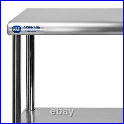 Commercial Stainless Steel Kitchen Prep Table with Double Overshelf- 30 x 60